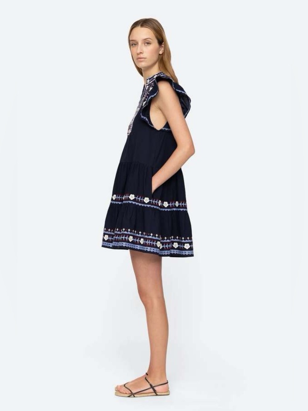 Sea New York Shaina Embroidered Tunic Dress in Navy, Size Small - Picture 3 of 11